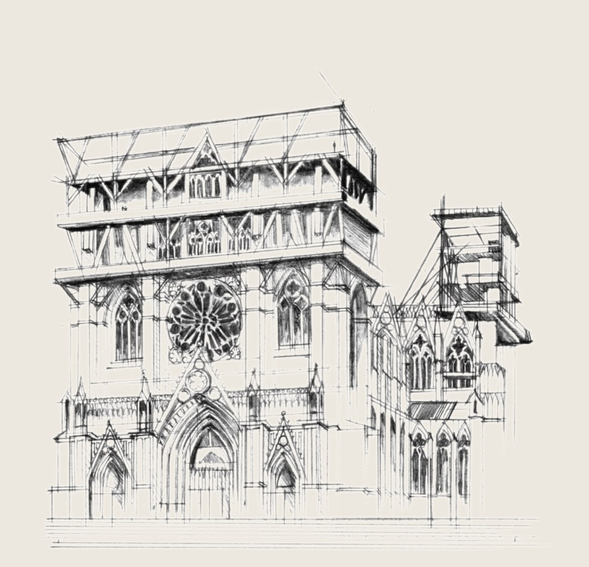 Perspective study — nave and tower