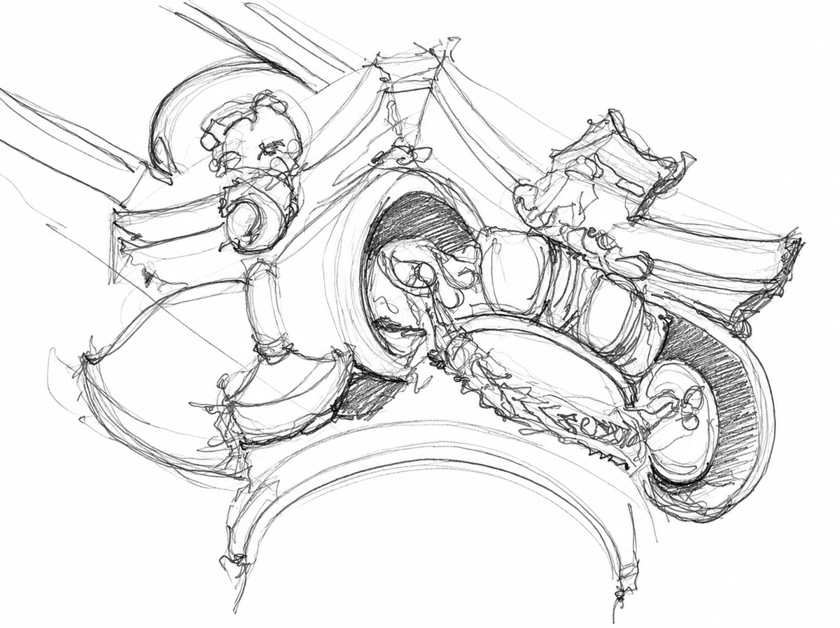 Pencil sketch study of a Baroque ceiling ornament